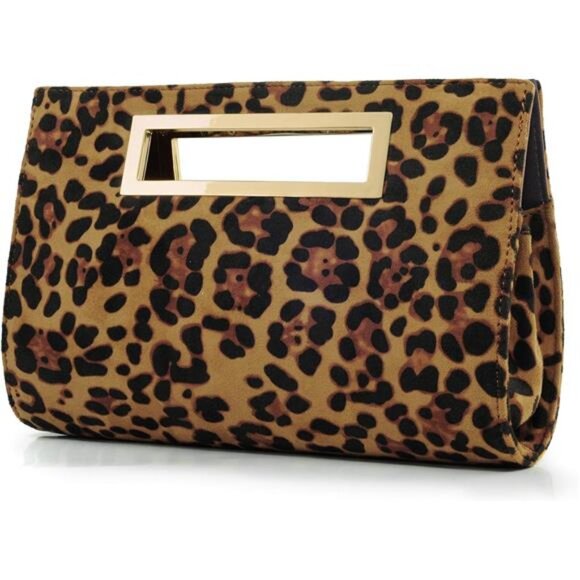 Leopard Print Clutch Purse Faux Patent Leather Shoulder Bag Evening Handbag - Picture 1 of 7